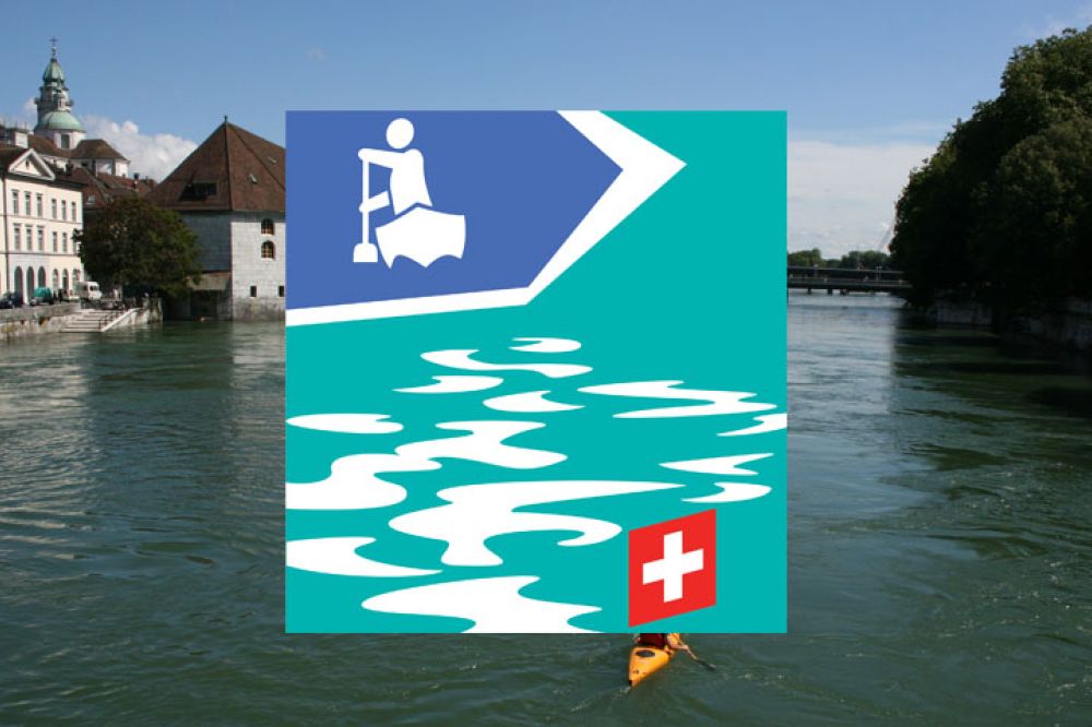 Aare Solothurn mit Logo Kanuland